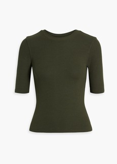 FRAME - Ribbed modal-blend jersey top - Green - XS
