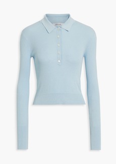 FRAME - Ribbed silk and cotton-blend polo sweater - Blue - XS