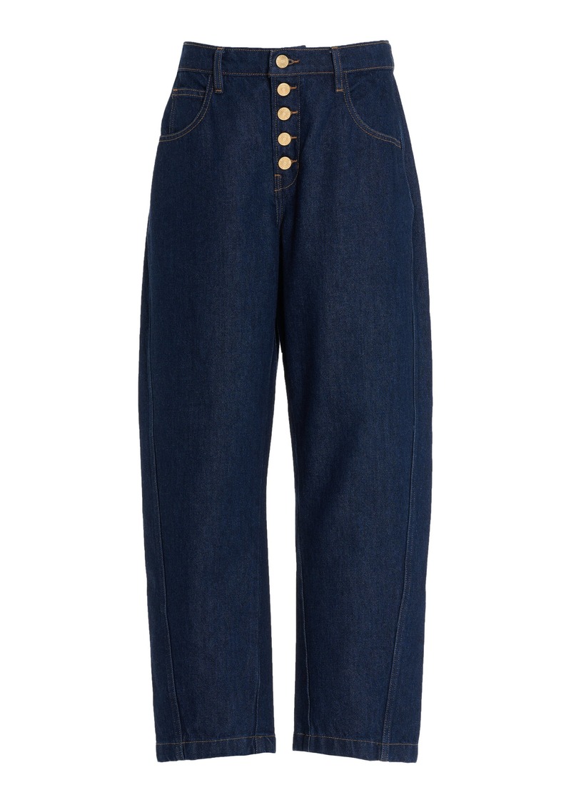 FRAME - Rigid High-Rise Cropped Balloon-Leg Jeans - Blue - 29 - Moda Operandi