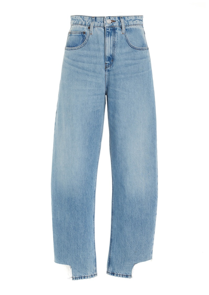 FRAME - Rigid High-Rise Long Barrel-Leg Jeans - Blue - 27 - Moda Operandi