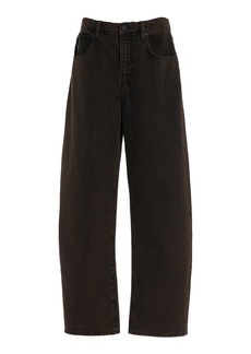 FRAME - Rigid High-Rise Long Barrel-Leg Jeans - Brown - 26 - Moda Operandi