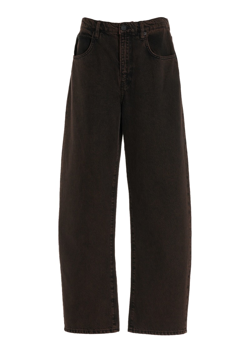 FRAME - Rigid High-Rise Long Barrel-Leg Jeans - Brown - 27 - Moda Operandi