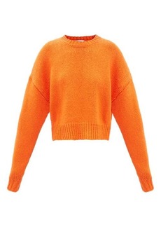 Frame - Round-neck Cotton Cropped Sweater - Womens - Orange