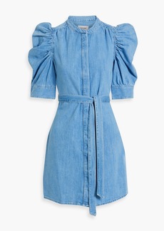 FRAME - Ruched denim mini dress - Blue - XL