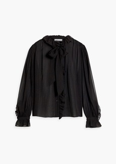 FRAME - Ruffled silk-chiffon blouse - Brown - XS