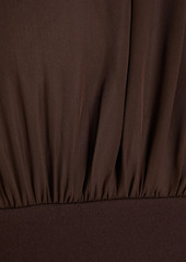 FRAME - Asymmetric ruffled ponte and silk crepe de chine mini dress - Brown - S