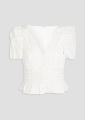 FRAME - Shirred ramie and silk-blend top - White - XS