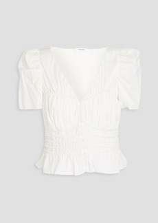 FRAME - Shirred ramie and silk-blend top - White - S