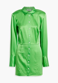FRAME - Silk-blend satin mini shirt dress - Green - S