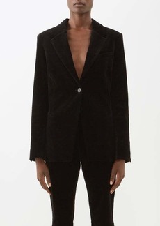 Frame - Single-breasted Velvet Suit Jacket - Womens - Black