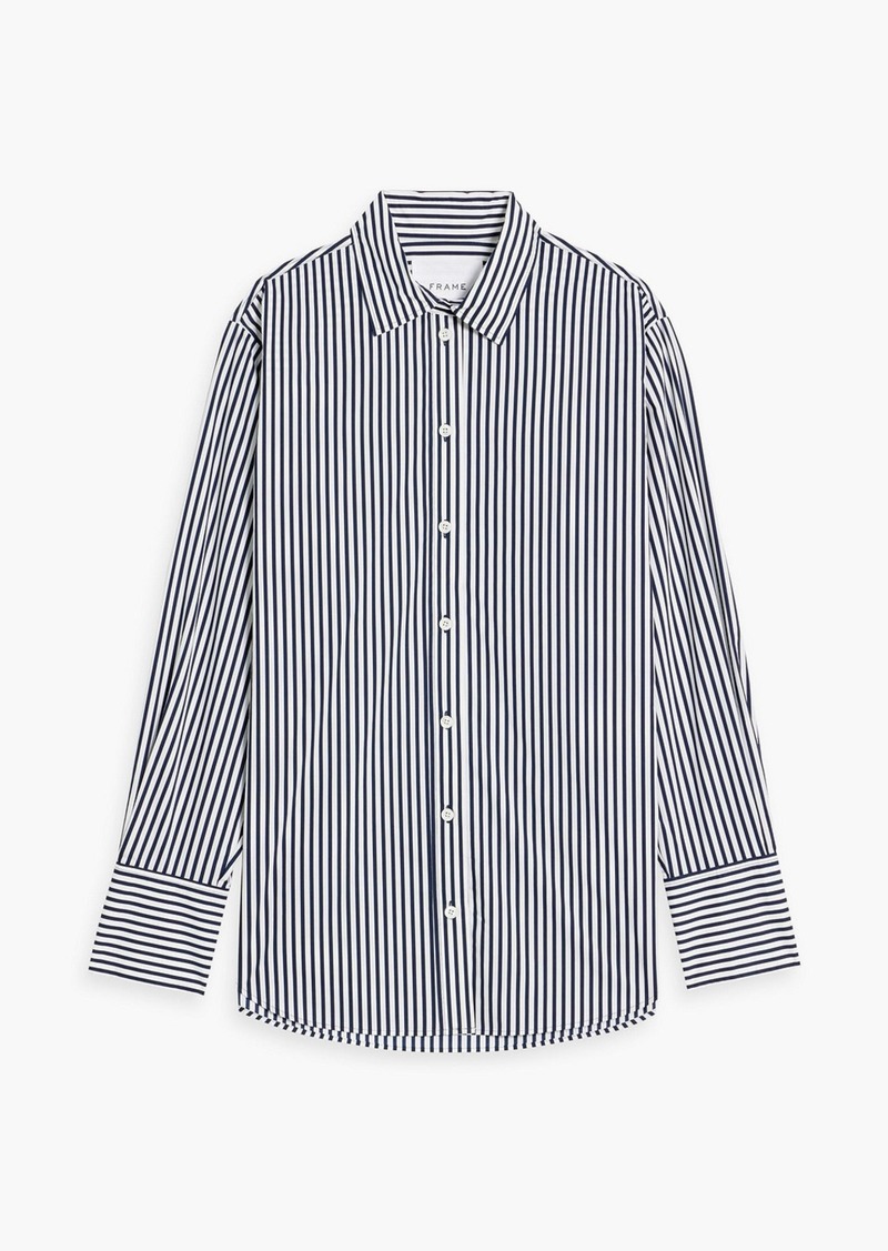 FRAME - Striped cotton-poplin shirt - Blue - M