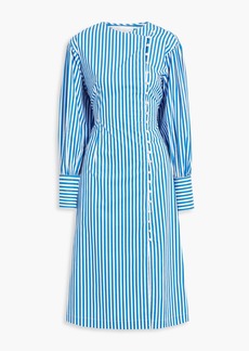 FRAME - Striped organic cotton-poplin midi shirt dress - Blue - XS