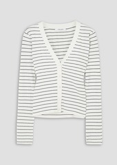 FRAME - Striped ribbed-knit cardigan - White - XS