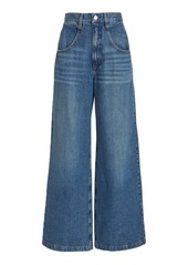 FRAME - The Skater Rigid High-Rise Wide-Leg Jeans - Dark Wash - 32 - Moda Operandi