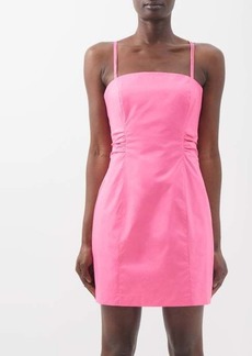 Frame - Tie-back Cotton-blend Mini Dress - Womens - Pink