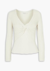 FRAME - Twist-front ribbed jersey top - White - L