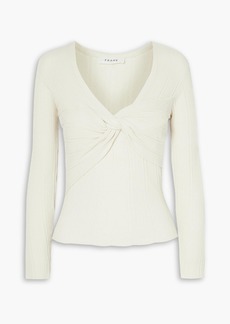 FRAME - Twist-front ribbed jersey top - White - M