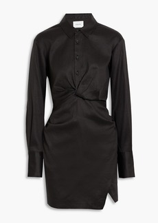 FRAME - Twist-front twill mini shirt dress - Black - M