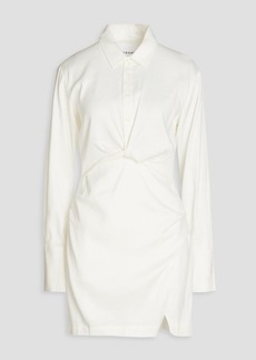FRAME - Twist-front twill mini shirt dress - White - S