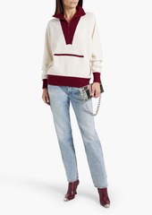 FRAME - Two-tone wool-blend half-zip sweater - White - XS