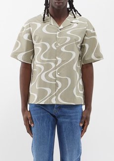 Frame - Wave-print Cotton-poplin Shirt - Mens - Khaki Multi