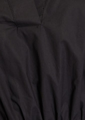 FRAME - Wrap-effect gathered cotton-poplin mini dress - Black - M