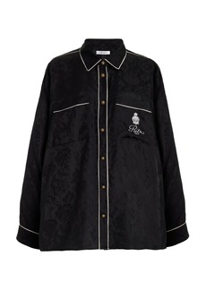 FRAME - x Ritz Silk Pajama Shirt - Black - XS - Moda Operandi