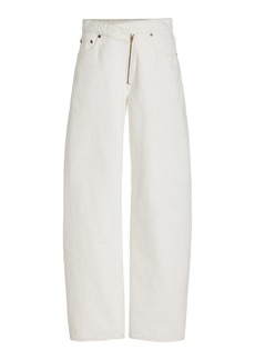 FRAME - Zip-Detailed Rigid High-Rise Barrel Jeans - White - 24 - Moda Operandi