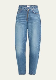 FRAME Angled-Zip Long Barrel Jeans