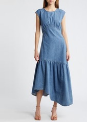 FRAME Asymmetric Hem Chambray Dress