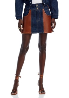 Frame Atelier Denim & Leather Mini Skirt