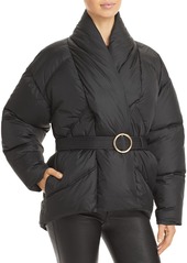FRAME Belted Wrap Puffer Coat