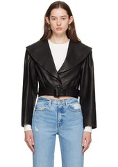 FRAME Black Cropped Leather Jacket