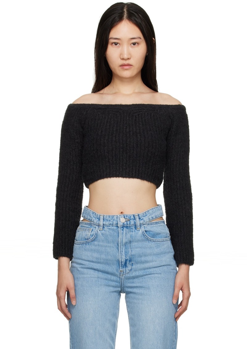FRAME Black Off-The-Shoulder Sweater