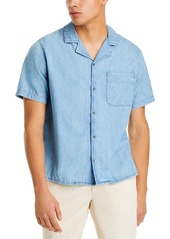 Frame Chambray Button Front Short Sleeve Camp Shirt