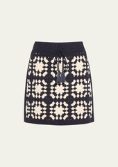 FRAME Crochet Tassel Mini Skirt