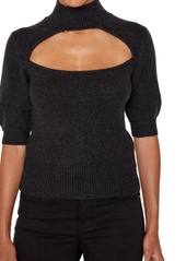 FRAME Cutout Turtleneck Cashmere Sweater in Charcoal Heather at Nordstrom