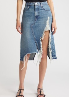 FRAME Deconstructed Denim Midi Skirt