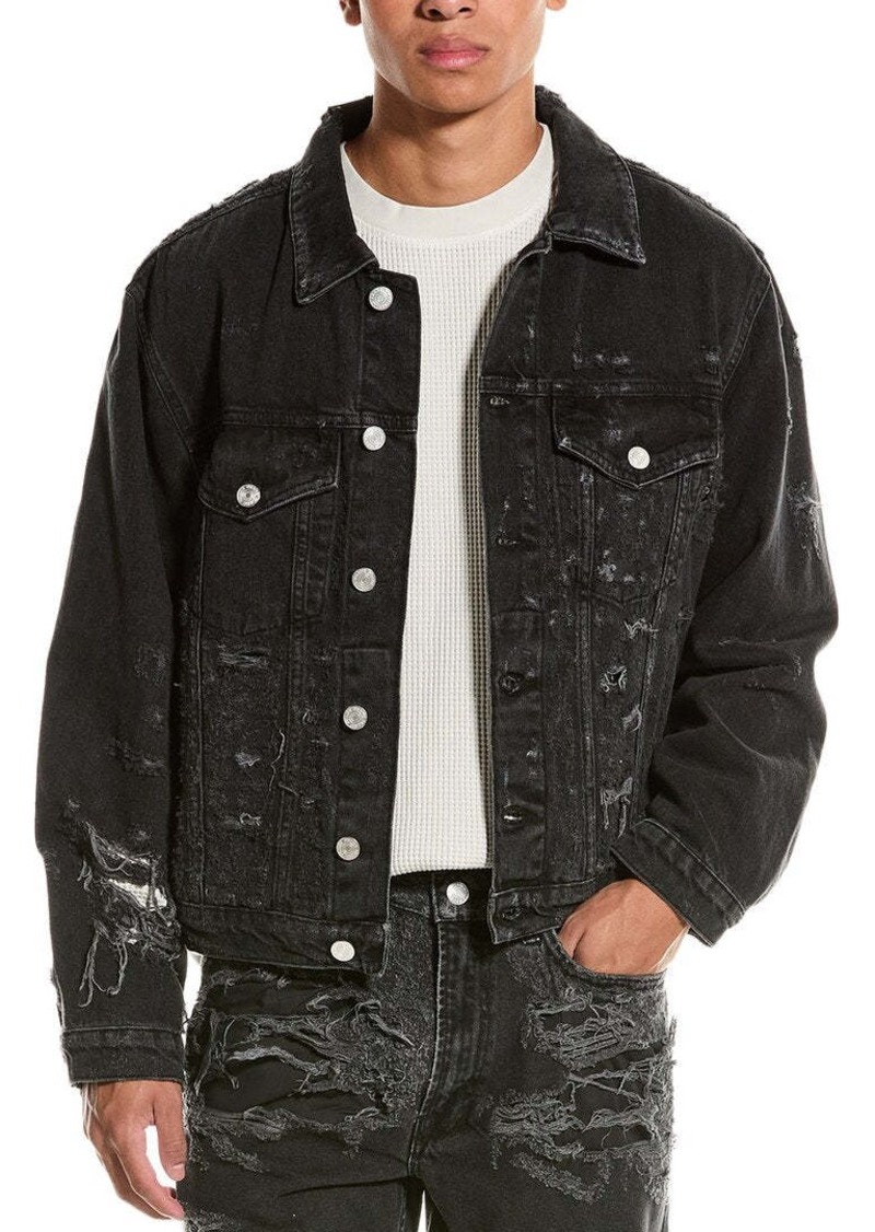 FRAME Denim Destructed Trucker Jacket