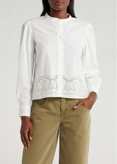 FRAME Eyelet Accent Cotton Button-Up Shirt