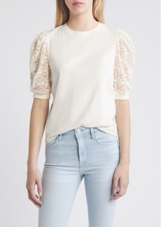 FRAME Frankie Lace Puff Sleeve T-Shirt