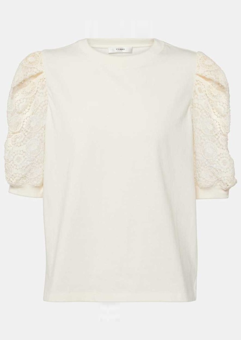 Frame Frankie lace-trimmed cotton jersey top