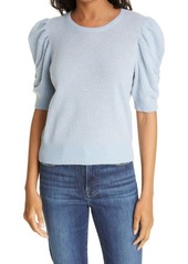 FRAME Frankie Puff Sleeve Cashmere Sweater in Chambray Heather at Nordstrom