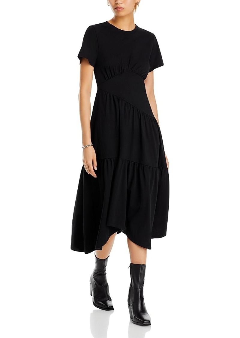 Frame Gathered Seam Short Sleeve Dress