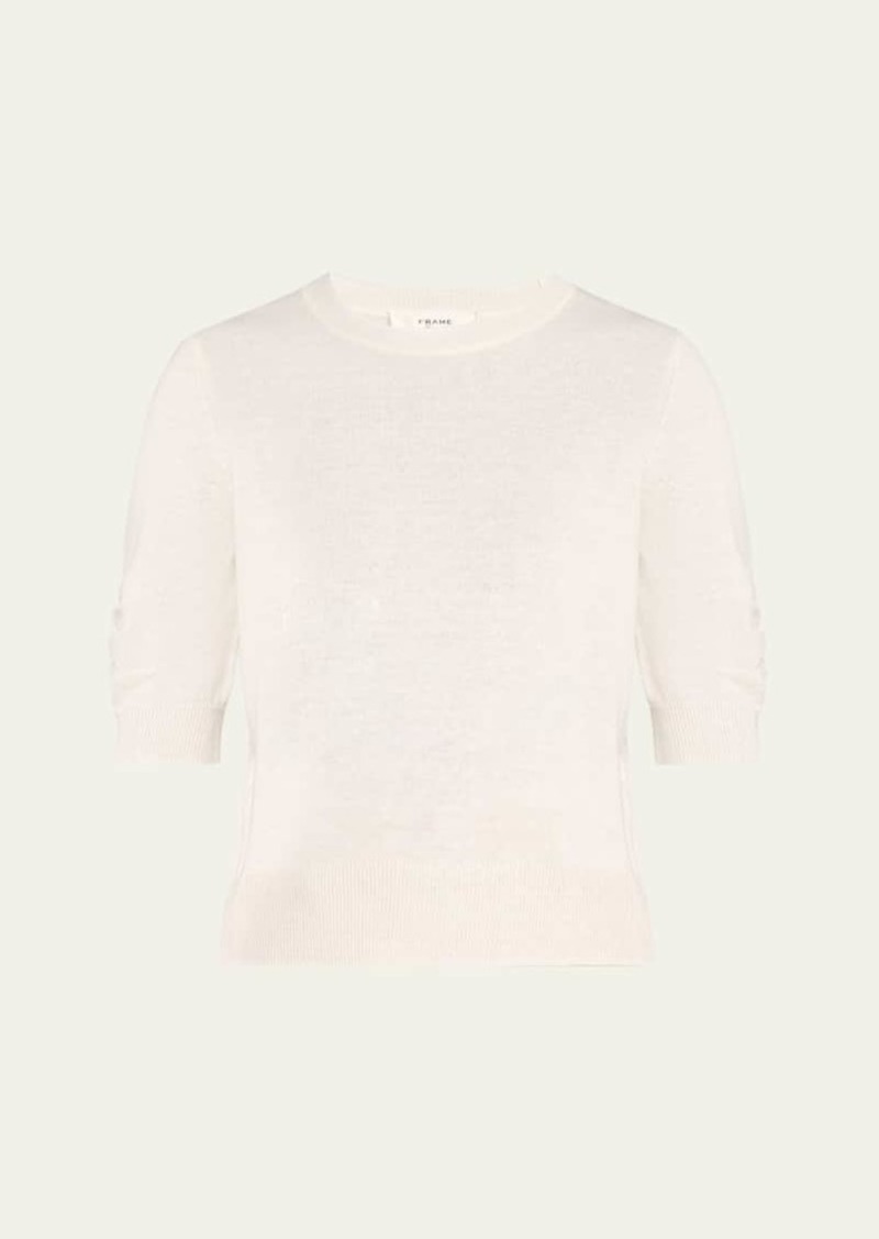 FRAME Gathered Short-Sleeve Sweater