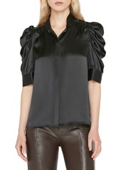 FRAME Gillian Three-Quarter Sleeve Silk Button-Up Shirt