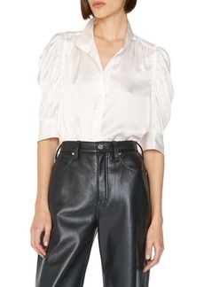 FRAME Gillian Three-Quarter Sleeve Silk Button-Up Shirt