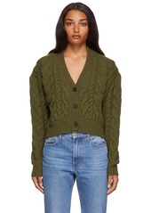 Frame Green Cable Button-Down Cardigan