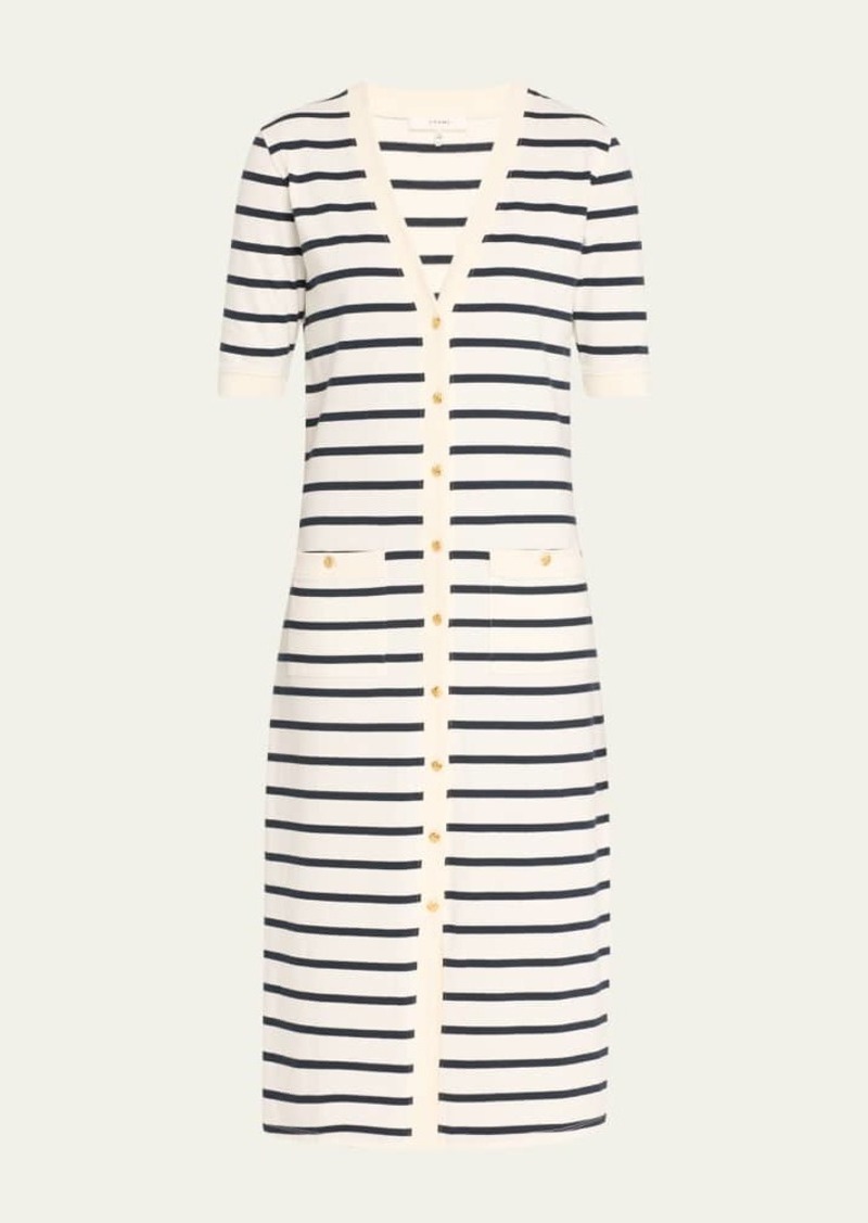 FRAME Henley Stripe Button-Front Dress