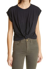 FRAME Knotted Roll T-Shirt in Noir at Nordstrom